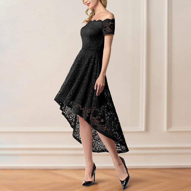 Robes de soirée à motif haut-bas en dentelle pour femmes Chic und Stil