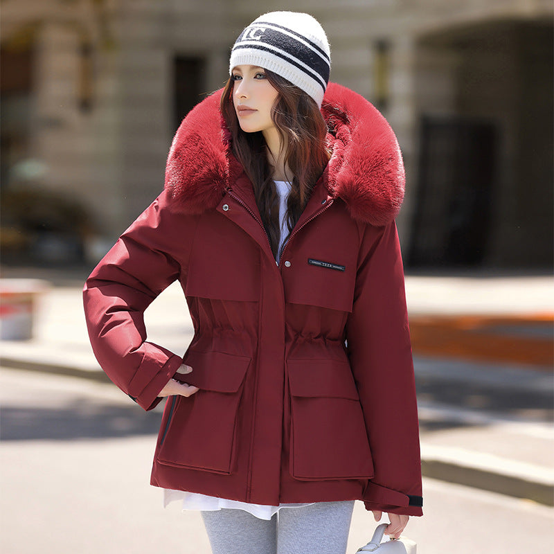 Dames Élégante et chaude veste d'hiver avec col en fausse fourrure amovible et poches pratiques Chic und Stil