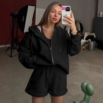 Women's comfortable sweat shorts with oversized hoodie Chic and Style