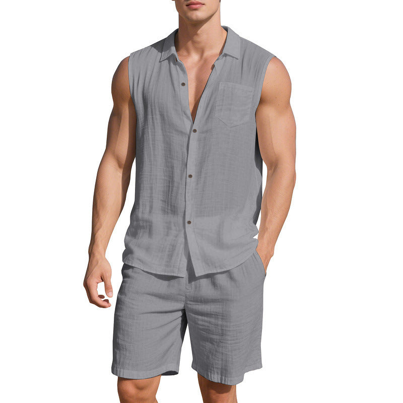 Tenue d'été décontractée pour hommes avec chemise sans manches et shorts Chic und Stil