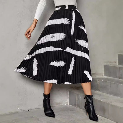 Jupe plissée pour femmes avec motif tendance et ceinture élastique Chic und Stil