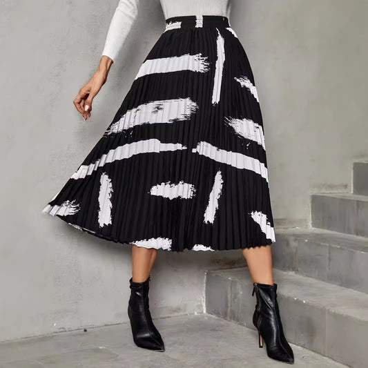 Jupe plissée pour femmes avec motif tendance et ceinture élastique Chic und Stil