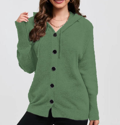 Dame cardigan à capuche avec des détails de bouton pratiques Chic und Stil
