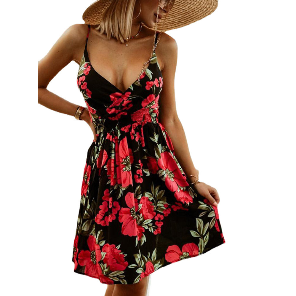 Robe à balancement imprimé tropical décontractée pour femmes Chic und Stil