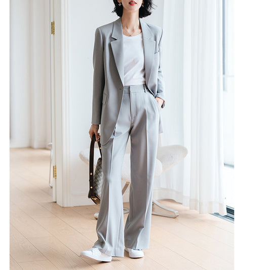 Veste ajustée pour femmes et ensemble de pantalon large Chic und Stil