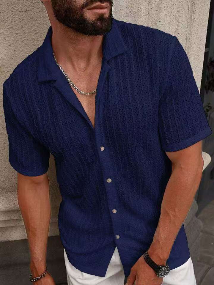 Chemise décontractée à manches courtes structurée pour hommes Chic und Stil