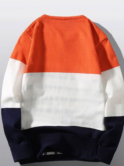 Pullover à col en V tendance pour femmes avec motif de structure graphique Chic und Stil