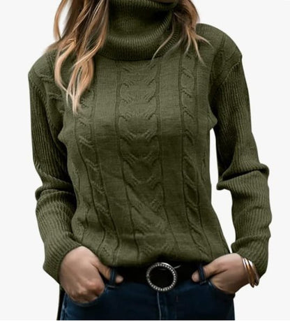 Pull en tricot pour femmes avec col montant et motif en relief à tresses Chic und Stil
