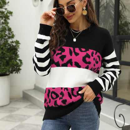 Pull féminin à motifs animaliers et manches rayées Chic und Stil