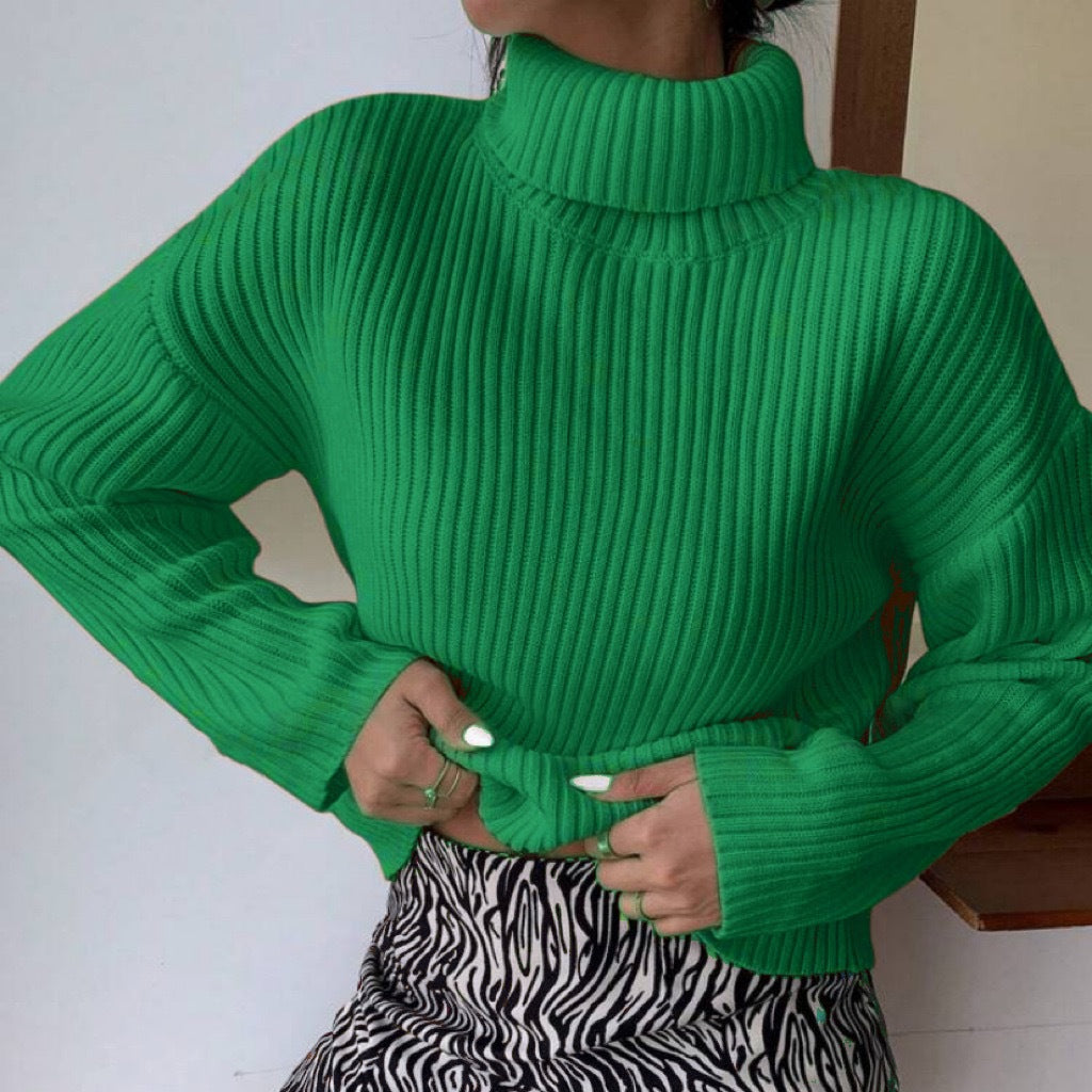 Pullover à col roulé tendance pour femmes avec texture en côtes Chic und Stil