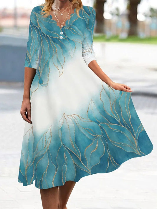 Robe maxi femme avec design floral aquarelle et élégant décolleté en V Chic und Stil
