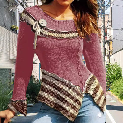 Pull-over en tricot pour femmes avec design artistique et détails élégants Chic und Stil