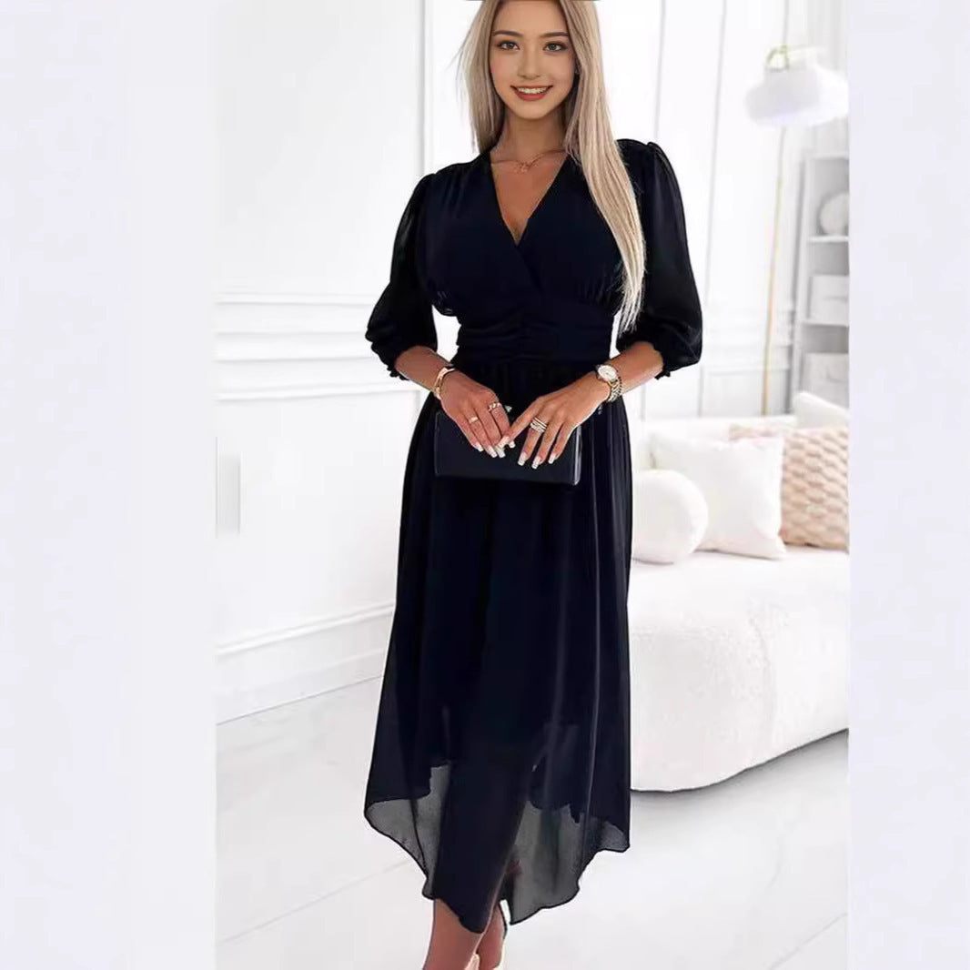 Femme Robe Maxi Fluide à encolure en V Chic und Stil