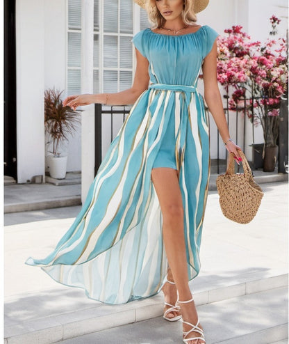 Robe maxi femme avec un élégant décolleté off-shoulder et un design fluide Chic und Stil