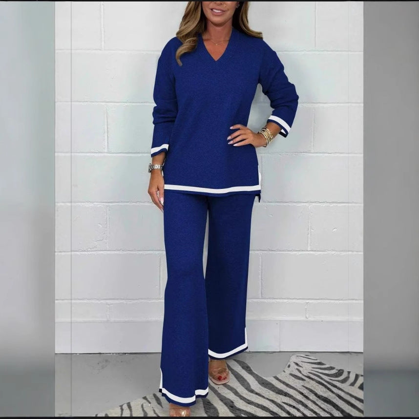 Dames Ensemble en tricot décontracté avec coupe ample et contrastes élégants Chic und Stil