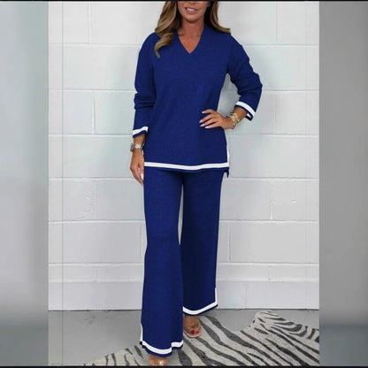 Dames Ensemble en tricot décontracté avec coupe ample et contrastes élégants Chic und Stil