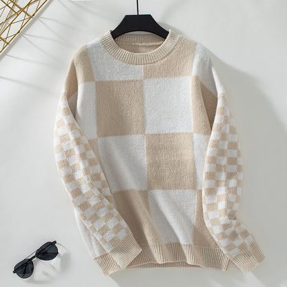 Pull femme tendance à motif carreaux et coupe décontractée Chic und Stil