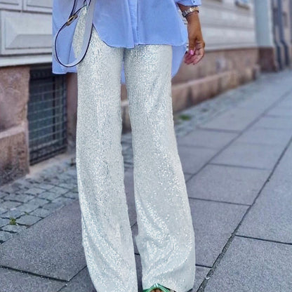 Dames Paillettes Glamour Pants Chic und Stil
