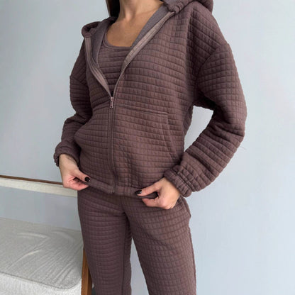 Dames Ensemble de loungewear en polaire confortable avec sweat à capuche Chic und Stil