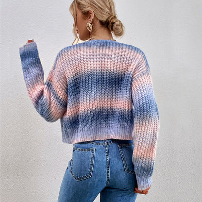 Dames gilet court tricoté avec dégradé de couleurs Chic und Stil