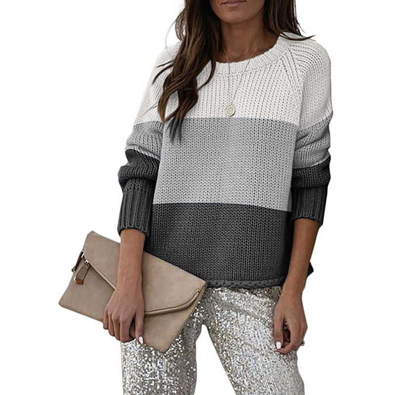 Pull-over en tricot à la mode pour femmes avec un design moderne en blocs de couleurs Chic und Stil