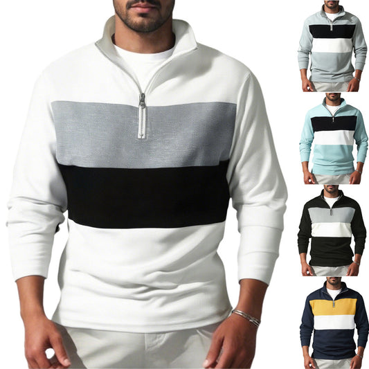 Pull sportif pour hommes avec col montant et zipper Chic und Stil