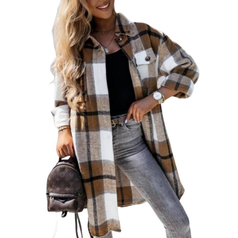 Chemise surdimensionnée à carreaux pour femmes avec design à boutons et poches plaquées Chic und Stil