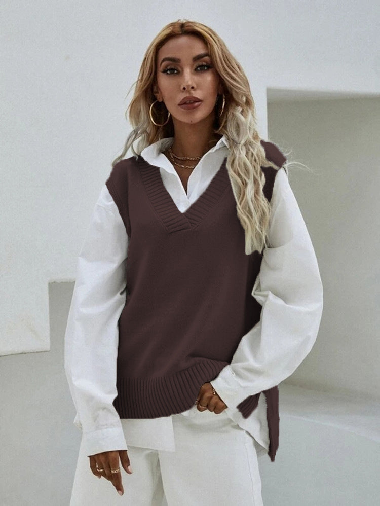Pull en tricot pour femmes avec décolleté en V et coupe décontractée Chic und Stil