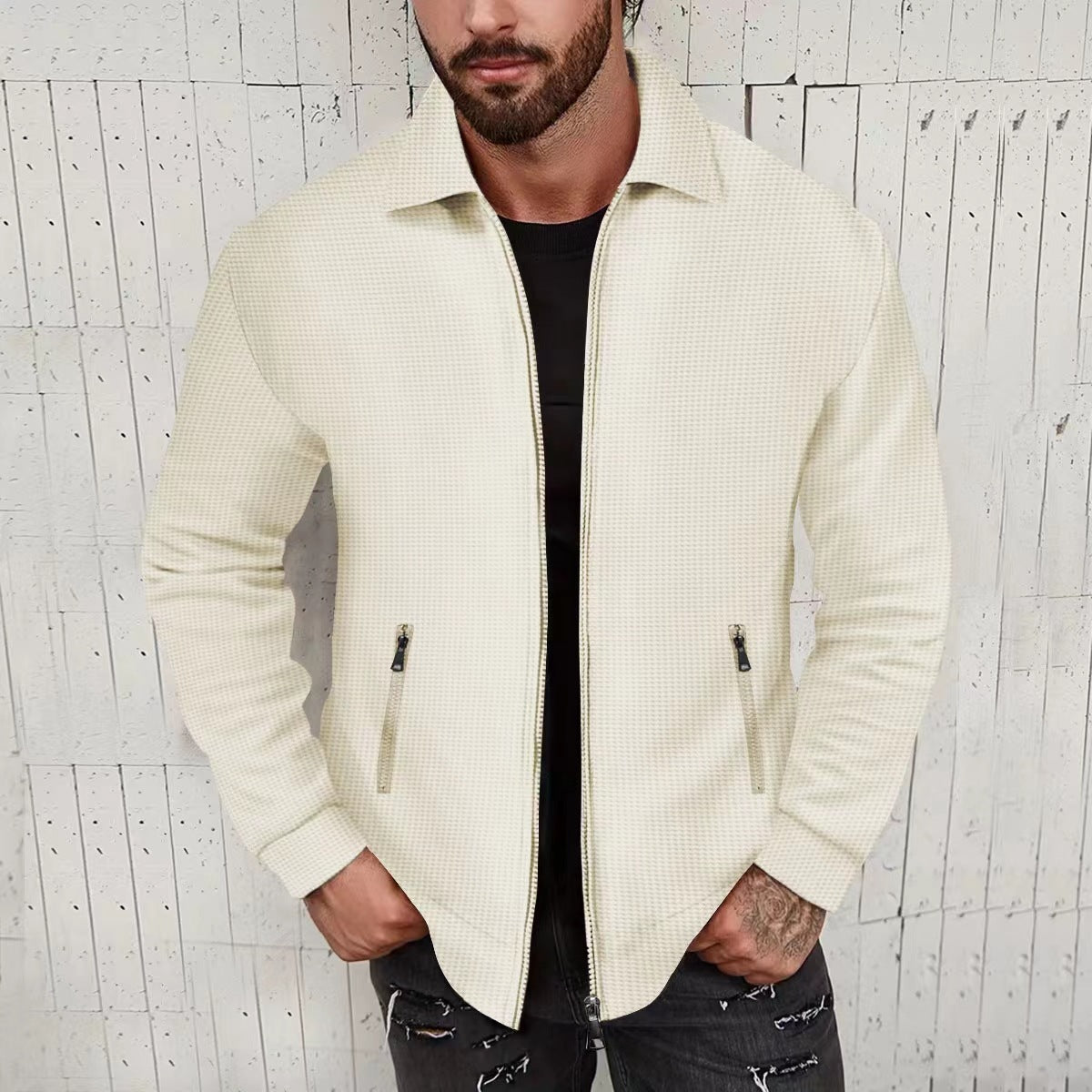 Veste matelassée tendance pour hommes avec col montant et poches zippées latérales Chic und Stil