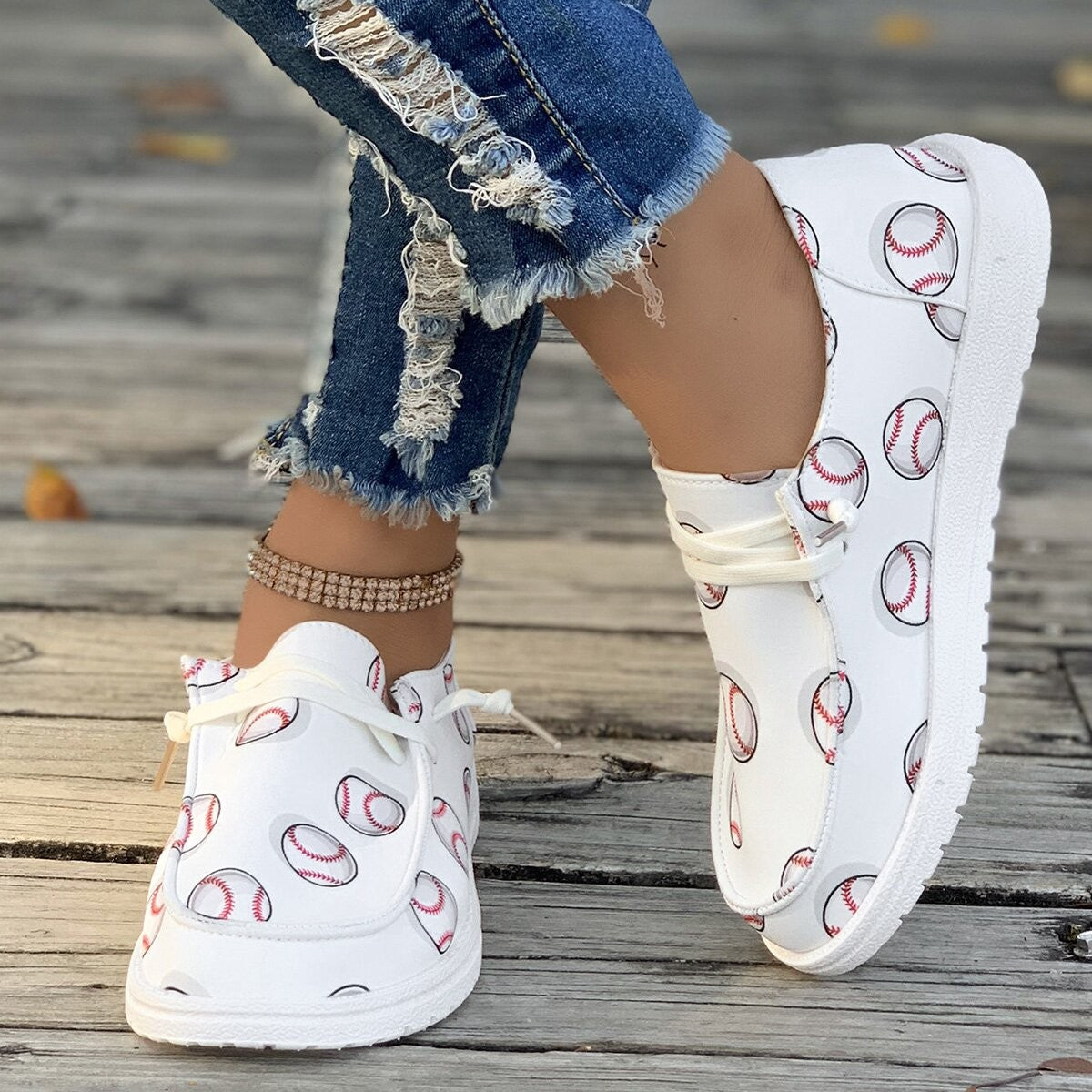 Baskets pour femmes avec design de baseball créatif Chic und Stil
