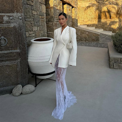 Blazer dress for women with refined lace accents Chic and Style