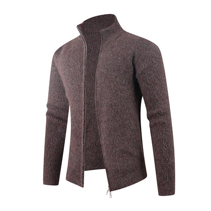 Knitted pullover for men with modern zipper and textured fabric Chic and Style