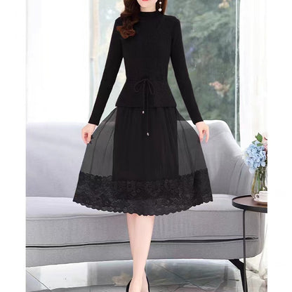 Robe élégante en tricot et tulle pour femmes avec finition en dentelle florale Chic und Stil