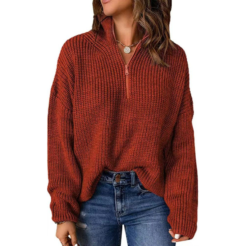 Pull en tricot pour femmes avec fermeture éclair courte Chic und Stil
