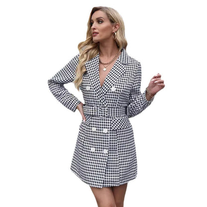 Dames Blazer à carreaux classique au coupe moderne avec silhouette cintrée Chic und Stil