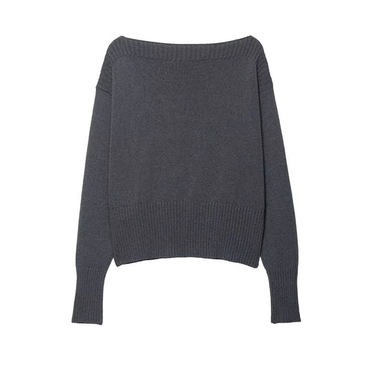 Pull en tricot surdimensionné pour femmes avec encolure dégagée et coupe décontractée Chic und Stil