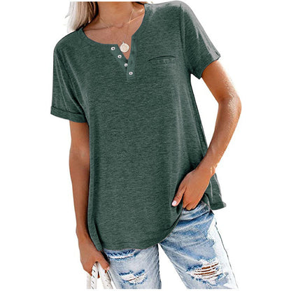 T-shirt pour femmes de haute qualité avec détail de bouton et coupe décontractée Chic und Stil