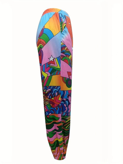 Comfortable casual pants for women with colorful graphic design Chic and Style