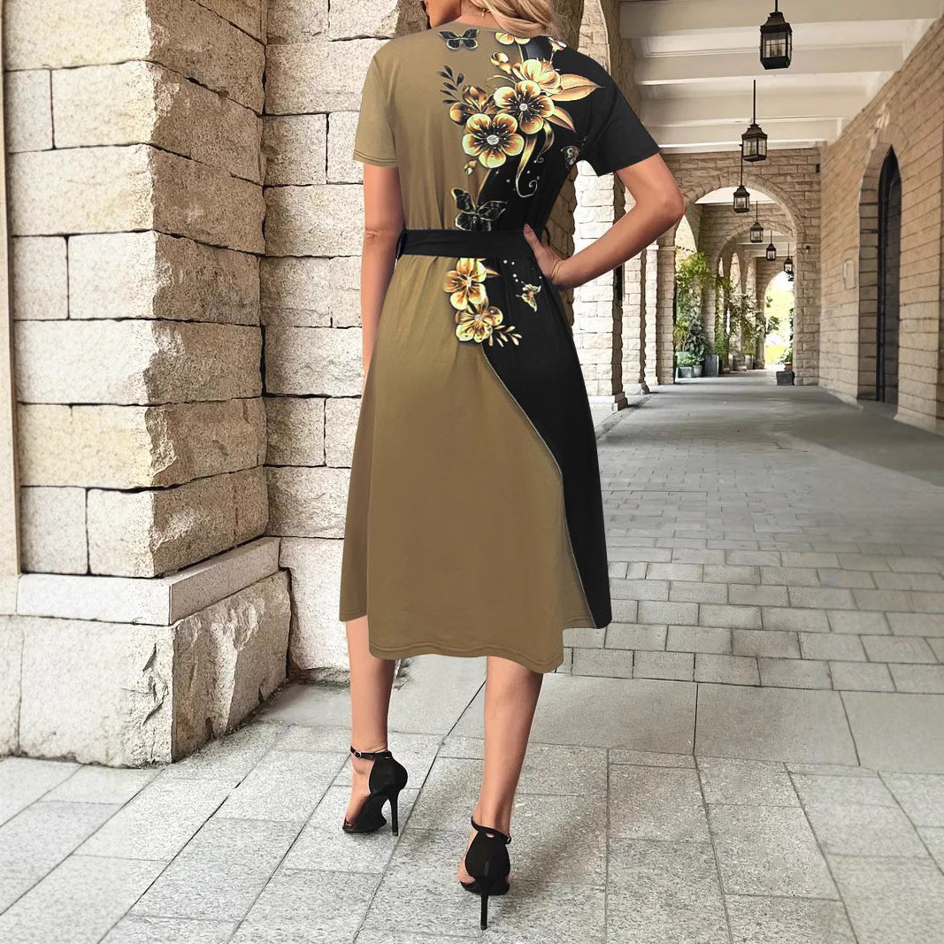Robe portefeuille à imprimé floral pour femmes avec ceinture à nouer Chic und Stil