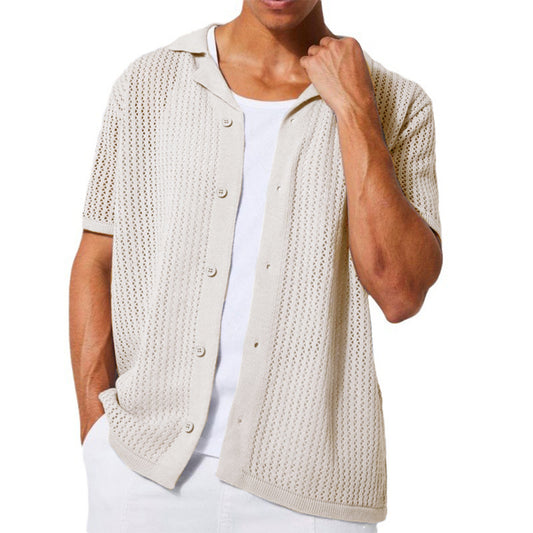 Chemise en tricot à col ouvert pour hommes à manches courtes et respirante Chic und Stil