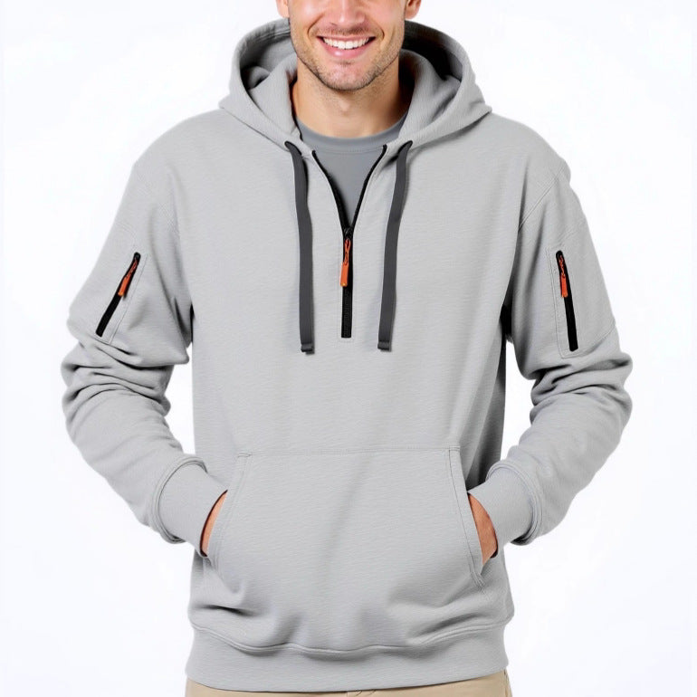 Homme pull à capuche tendance avec poches polyvalentes et fermeture éclair moderne Chic und Stil