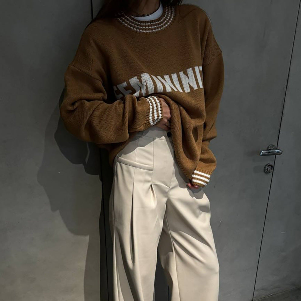 Pull en tricot oversize pour femmes avec impression graphique Chic und Stil
