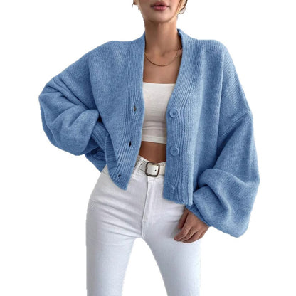 Dames cardigan tricot surdimensionné avec des manches volumineuses et des détails de boutons Chic und Stil