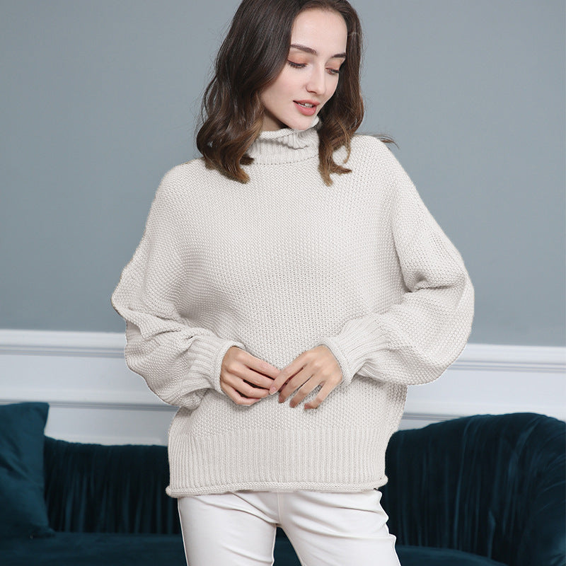 Pull femme en grosse maille avec col roulé et coupe aérienne Chic und Stil