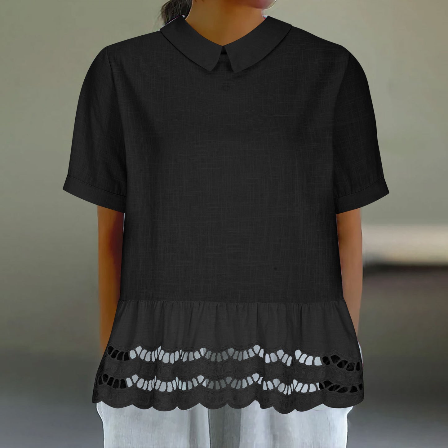 Dames Chic Blouse Peplum Brodée Chic und Stil