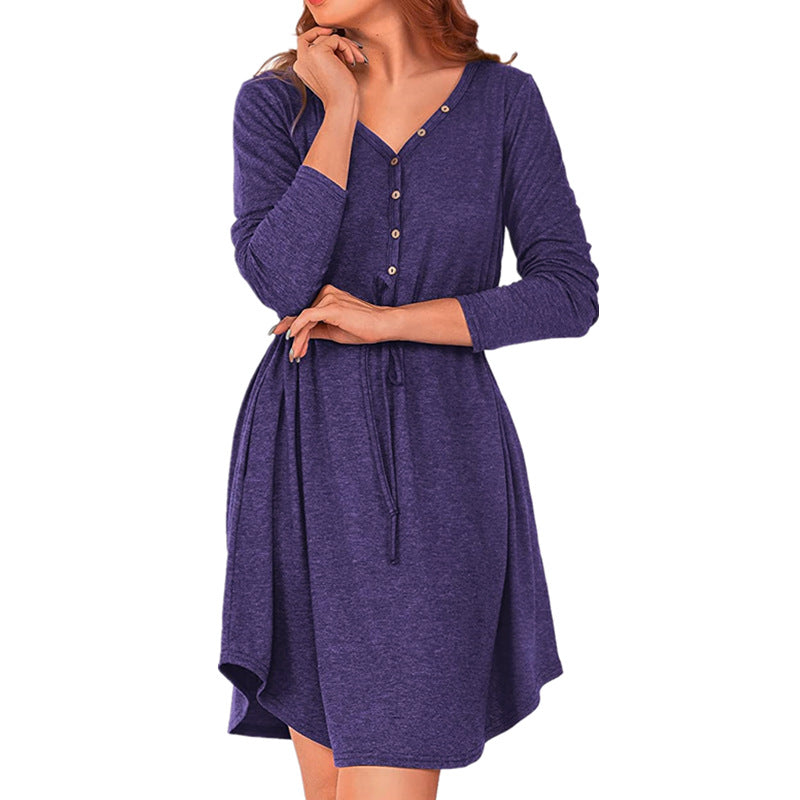 Robe portefeuille décontractée pour femmes avec détails en bouton et cordon de taille Chic und Stil