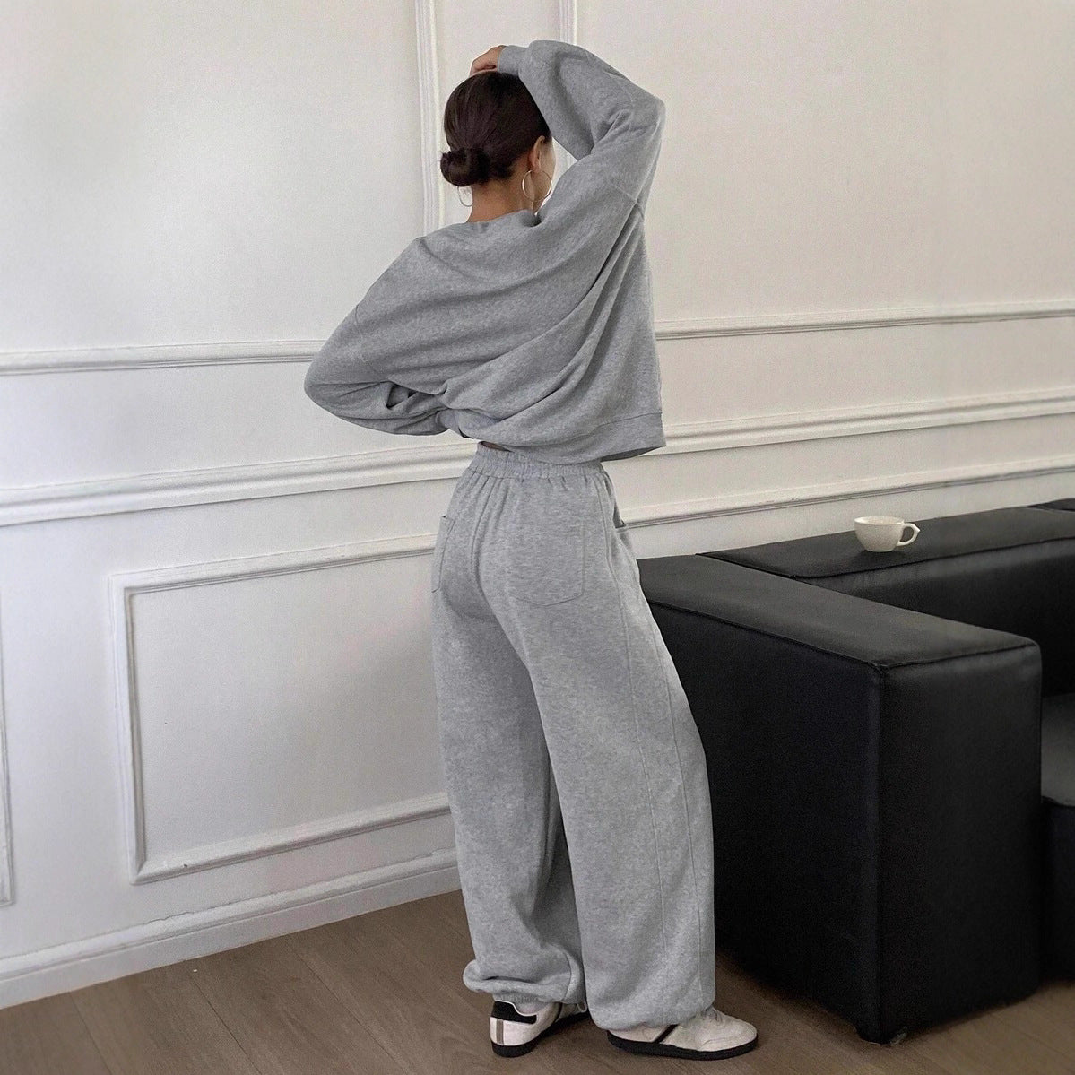 Ladies comfortable outfit of sweatshirt and jogging pants Chic and Style