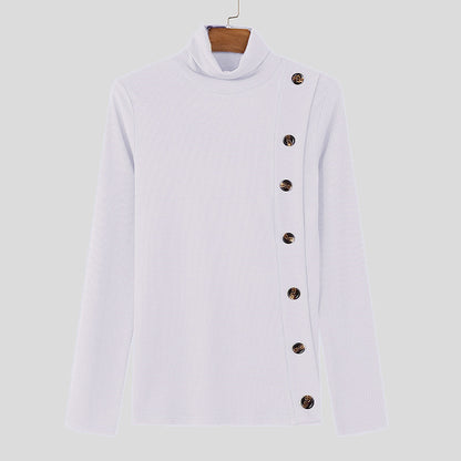 Pull à col roulé à manches longues pour femmes avec détails en boutons Chic und Stil
