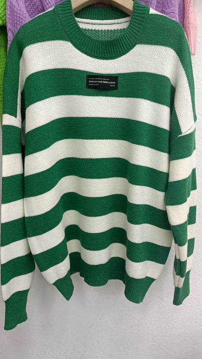Pull confortable pour femmes avec de larges rayures et un matériau doux Chic und Stil