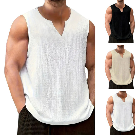 T-shirt sans manches pour hommes avec design texturé et col en V Chic und Stil